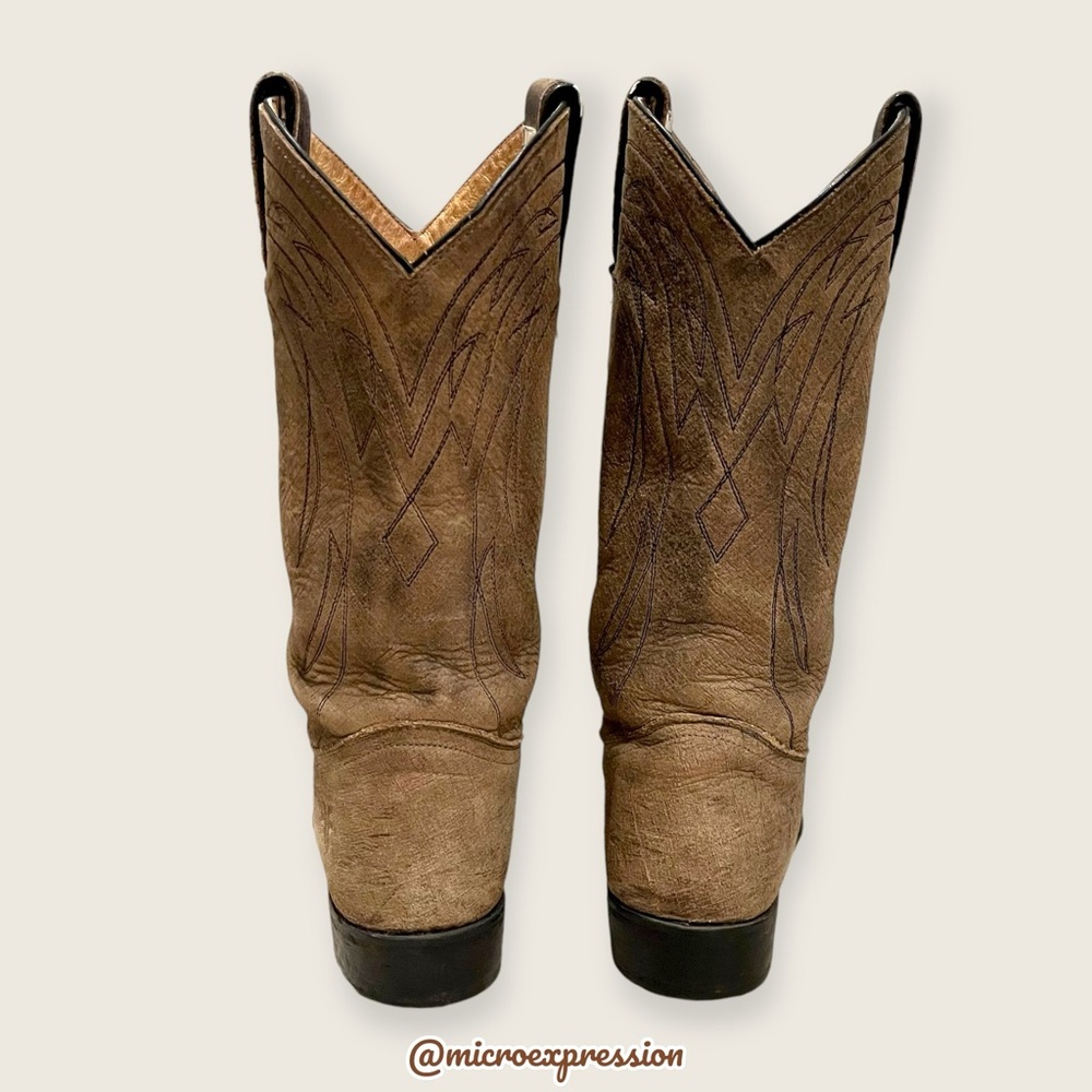 $399 Frye Billy Pull On Tan Distressed Leather Cowboy Knee/Calf High Stitch Boot - Picture 11 of 15